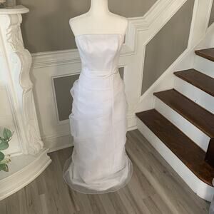 Baylia Designs A-Line Wedding Dress Straples White Size 12 Chiffon Corset